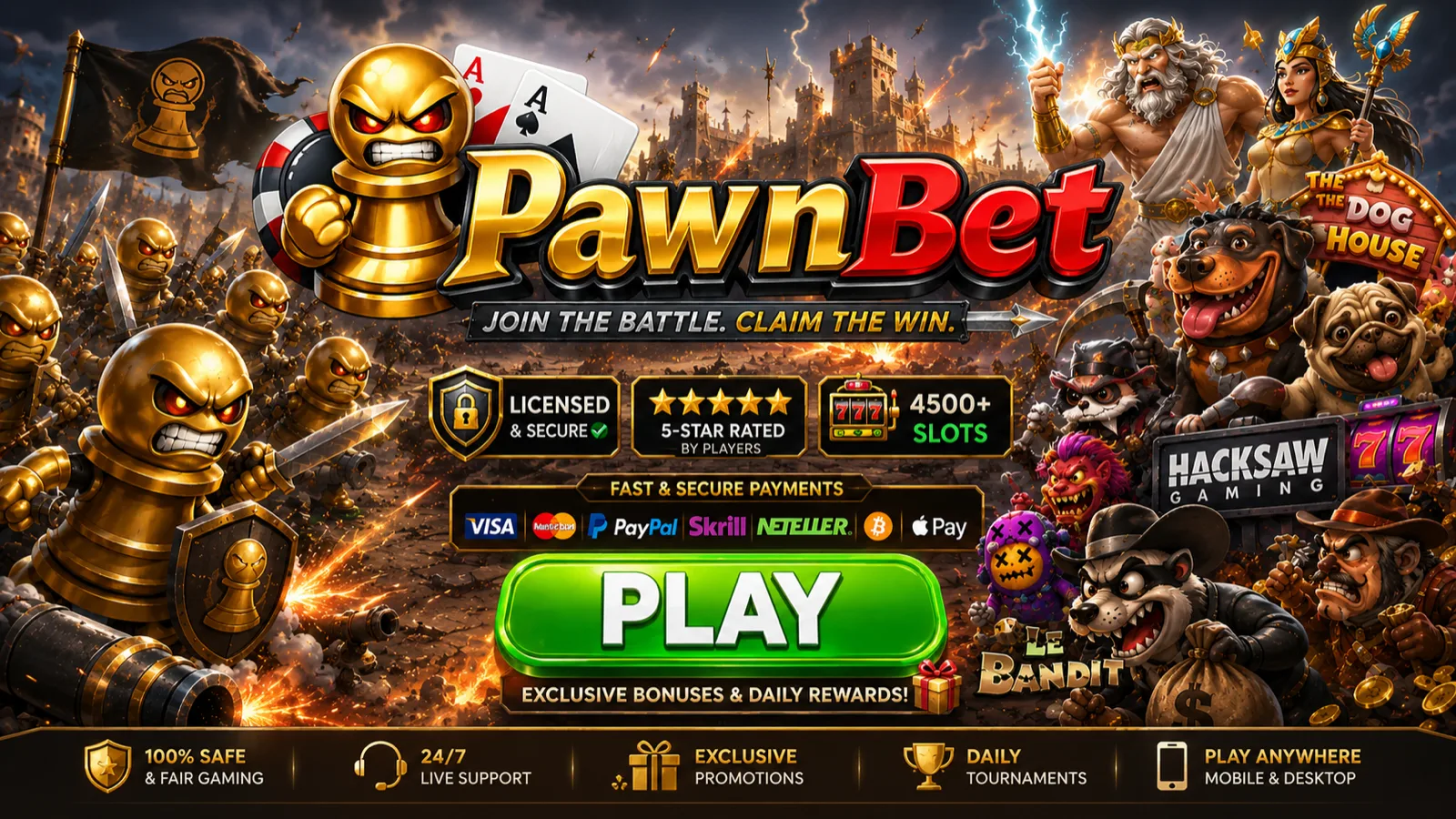 PawnBet Casino — join the battle, claim the win